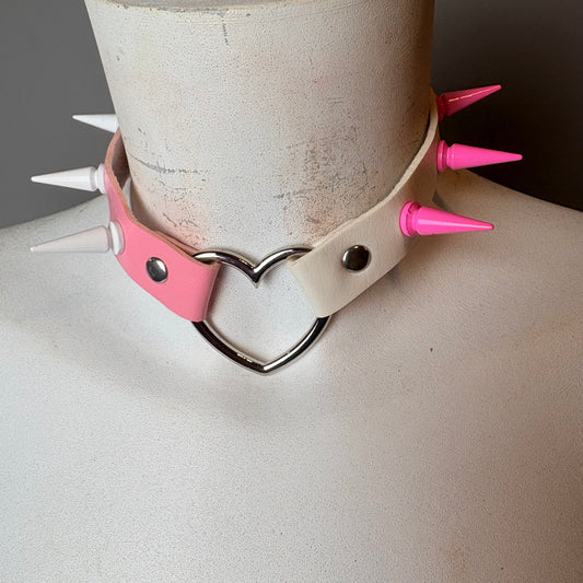 Chocker bicolore rosa e bianco