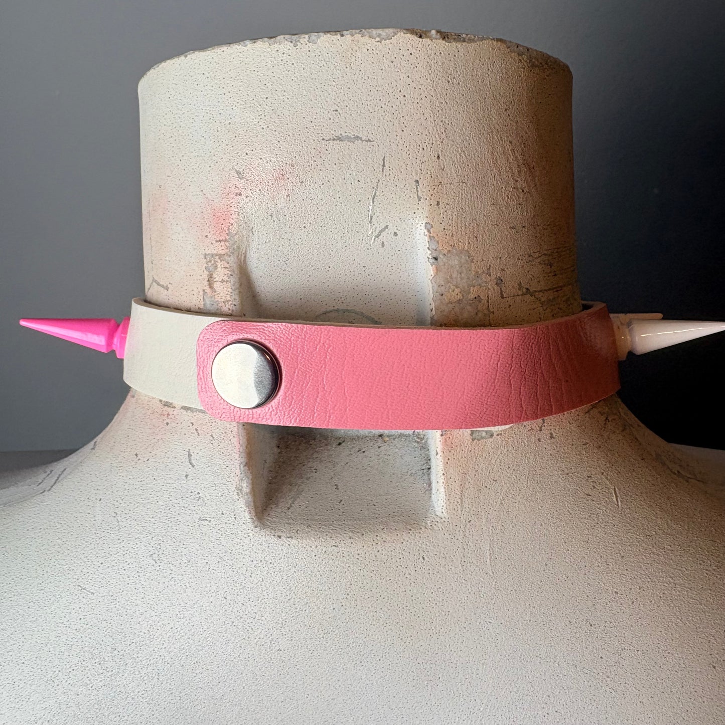 Chocker bicolore rosa e bianco