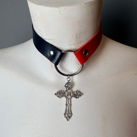 Chocker bicolore rosso e nero
