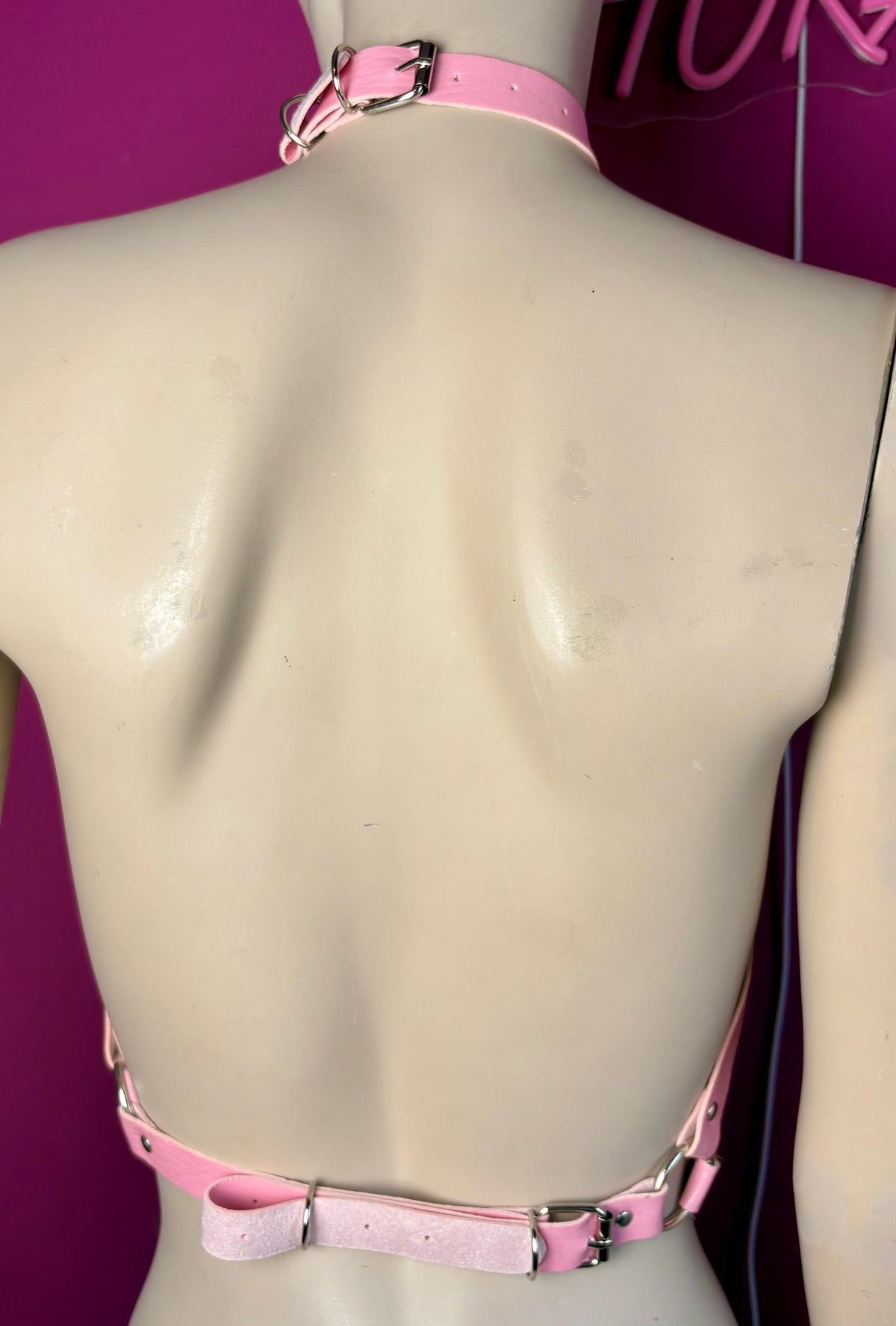 Harness rosa con pizzo rosa