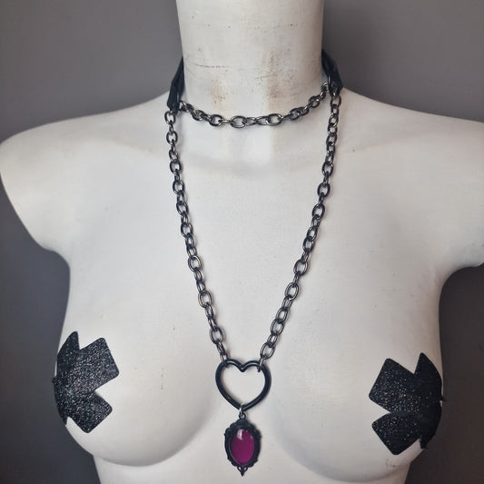 Chocker a strozzo con pietra viola
