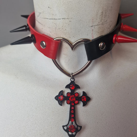 Chocker bicolore rosso e nero